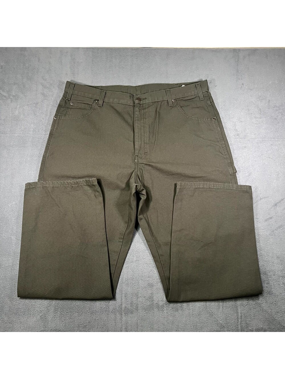 Dickies Pants Olive Green Mens 40x30 Carpenter Straight Canvas Utility Workwear